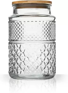 Large Glass Storage Jar, 60 FL OZ Glass Food Storage Containers with Bamboo Lid, - Picture 1 of 12