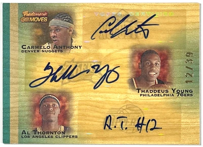 2007-08 Topps Trademark Moves Carmelo Anthony/T.Young/Al Thornton Auto RC /39 - Image 1 of 2