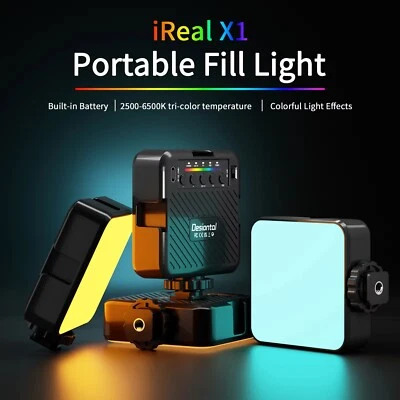 Mini luz LED para cámara de video Desiontal X1 RGB a todo color 2500K-6500K luz de relleno Foto 1 de 4