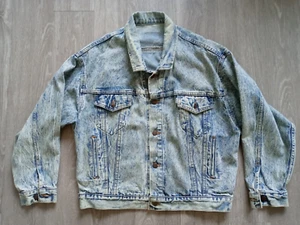 Vintage 80s Levi's Acid Stone Wash Denim Trucker Jacket Center Patch.Made in USA - Picture 1 of 11
