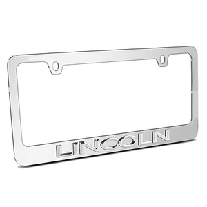 Lincoln 3d Chrome Emblem on Mirror Chrome Metal License Plate Frame, Made in USA - Picture 1 of 7