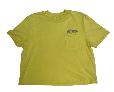 Volcom Pocket Dial Cropped Tee Shirt NWT Size M or L Junior Women's Yellow - Image 1 of 4