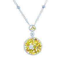 4.22ct Fancy Intense Yellow Diamonds Necklace 18K All Natural 9 Grams Real Gold