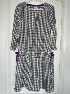 Crewcuts Dress Girls 10 Gray White Purple Cotton Flannel Check Long Sleeve READ - Picture 1 of 12
