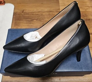 Cole Haan Women's Pointed Toe 65mm Stiletto Pump Black Leather Heels, Size 7 B - Picture 1 of 9