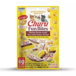 INABA Cat Churu Fun Bites Chicken Wraps Tuna with Cheese - Picture 1 of 7