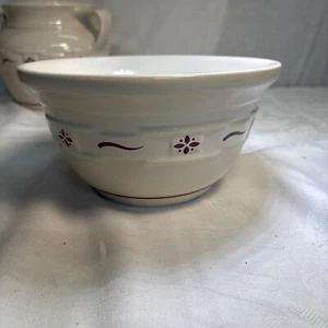 Longaberger Pottery Woven Traditions Traditional Red Accent Small 8" Mixing Bowl - Picture 1 of 5
