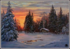 Old Cabin In Winter 1384  Chart Counted Cross Stitch Pattern - Picture 1 of 5