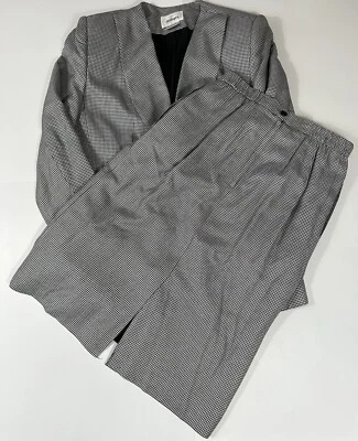 Traje de vestir para mujer Worthington blanco y negro a cuadros 2 piezas falda y blazer talla 12 Foto 1 de 4