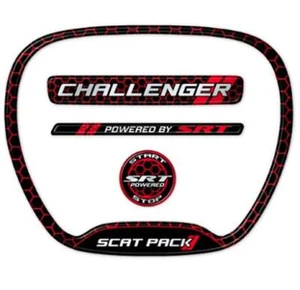 Challenger Scat Pack 4 Pcs Emblem Decal Inlay Steering Wheel HVAC Start Button - Picture 1 of 4