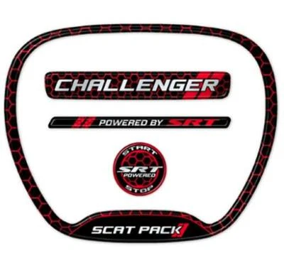 Challenger Scat Pack 4 Pcs Emblem Decal Inlay Steering Wheel HVAC Start Button - Image 1 of 4