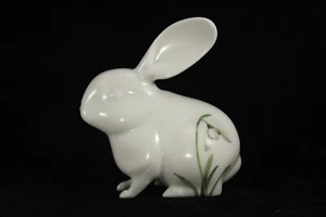 KPM Germany Gloss White 3⅞" Porcelain Bunny Rabbit Figurine w Snowdrops- Easter - Picture 1 of 9