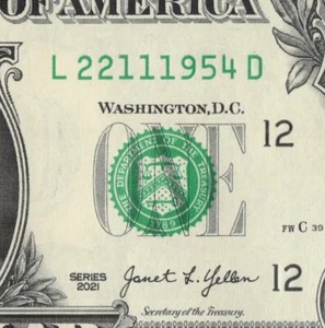 NOV 22 1954 Birthday Date Note Fancy Serial Number One Dollar Bill Crisp UNC - Picture 1 of 12