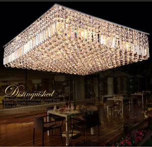 Modern Luxury LED Crystal Square Pendant Light Ceiling lamp Chandelier Lighting