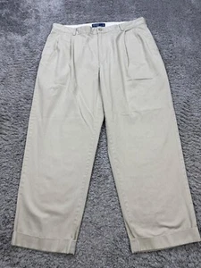 Polo Ralph Lauren Pants Men 40x29 Hammond Beige Pleated Cuffed Classic Chino Vtg - Picture 1 of 11