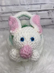 Sylvia Balsone Exclusive Hand Knit Bunny/Rabbit Easter Basket - Picture 1 of 9