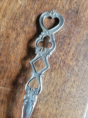 Antique PAYE & BAKER Sterling Silver Spoon Playing Cards HEARTS, Clubs,Spades Cover