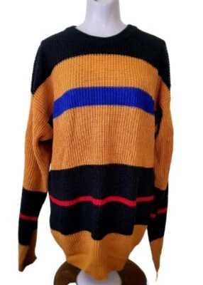 90s Le Tigre Sweater Womens Acrylic Medium Pullover Ribbed Striped Nice!👍 - Image 1 of 4