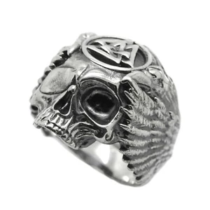 Valknut con cráneo de cuervos, anillo vikingo de Odín, anillo de plata esterlina para hombre - Imagen 1 de 13