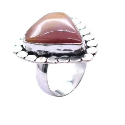 Anillo Cornalina Roja Étnico Hecho a Mano Joyería Plateada Talla EE. UU.-5.25 R 7251 Foto 1 de 4