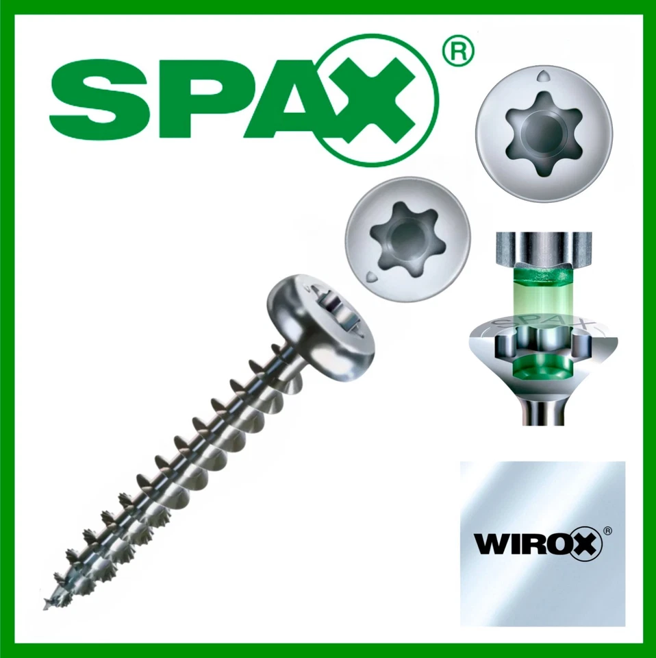 Spax Halbrundkopf Linsenkopf Holzschrauben Torx Vollgewinde Wirox 3x12-6x100 mm