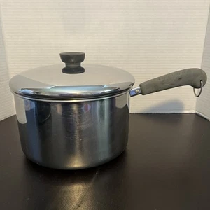 Sartén de acero inoxidable con tapa Revere Ware 1801 4 cuartos #2014 Corea - Imagen 1 de 11