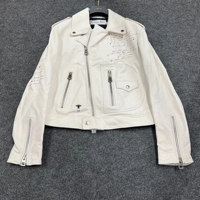 Кожаная байкерская куртка Dioramour женская размер 8 цвет белый - Изображение 1 из 4
