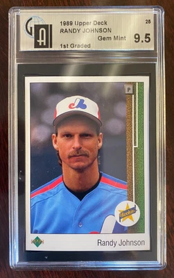 Randy Johnson 1989 Upper Deck #25 novato GAI 9,5 "1er grado" en comparación con PSA Foto 1 de 2