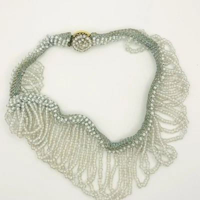 Vintage GORGEOUS beaded bib-style choker necklace Handmade Glass Beads Germany - Image 1 of 4