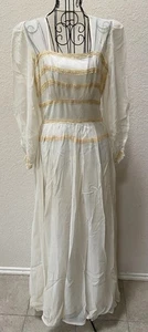 Vintage 1940s Ivory Tulle & Lace Dress Size Small Dress - Picture 1 of 22
