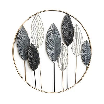 Wandbild FOGLIA Wanddekoration Wandobjekt Metallbild Wandskulptur weiß gold grau - Bild 1 von 4