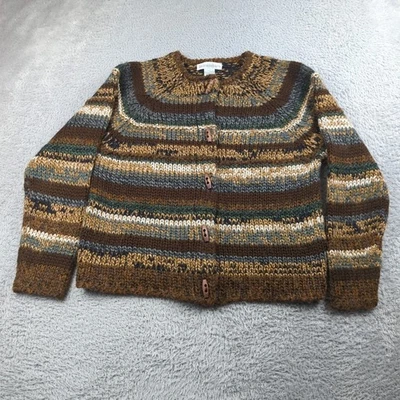 Suéter De Colección Dressbarn Para Mujer L Marrón Neutros Oscuro Toggle Mezcla de Lana Tejido Foto 1 de 4