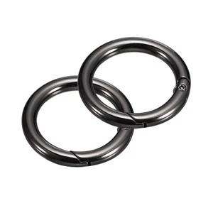 Round Spring O Rings, 2Pcs 1.3 Inch OD Snap Clips, Metallic Black - Picture 1 of 7
