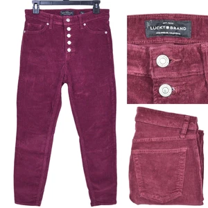 Lucky Brand Jeans Women Size 8/29 Red Corduroy Bridgette Skinny Button Fly Pants - Picture 1 of 14