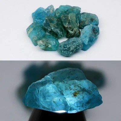 💎 Lote de 9 piezas 94,81 quilates áspero natural verde azul apatita - sin calefacción, gemas de Madagascar Foto 1 de 4