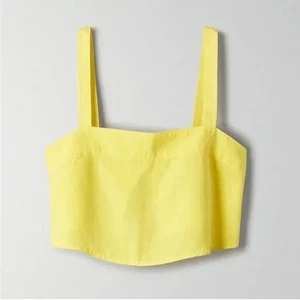 Aritzia Wilfred Free Pasha Open Back Cropped Tank Top Yellow Size L - Picture 1 of 7