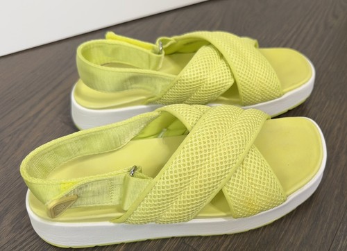 Sandali UGG Nella Slingback Platform Giallo Neon Verde Tessuto Rete Tg US 6