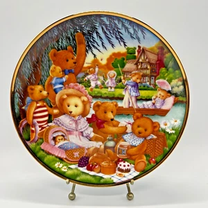 Piatto cimelio VINTAGE Franklin come nuovo "A Teddy Bear Picnic" Carol Lawson 8" con certificato di autenticità - Foto 1 di 6