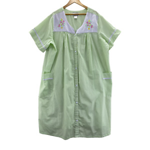 Anthony Richards MuuMuu House Dress Women Plus 3X Green Snap Front Butterfly VTG