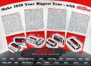 1939 Western Ammo 22 30 38 45 Caliber Match Bullets Original Print Ad - Picture 1 of 1