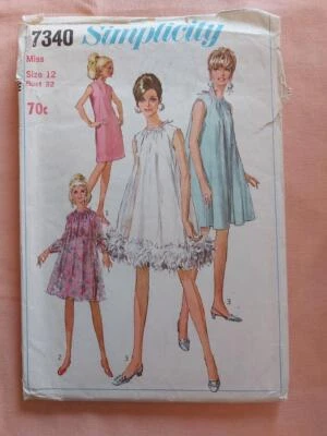 Simplicity 7340 Misses' Vintage Dresses Pattern Sizes 12   1967 - Image 1 of 2
