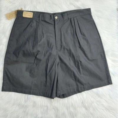 Pantalones Cortos Para Hombres Perry Ellis Portofino Sarga Plisados Gris Algodón NUEVO Foto 1 de 4
