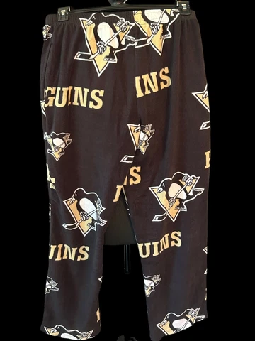 NHL Pittsburg Penguins Pants Adult Medium Black Yellow Pajama Lounge Mens Cover