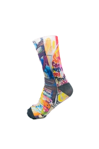 Adults - Graffiti Faces Printed Art Socks - Picture 1 of 3