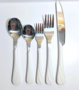 Fiesta Swirl Flatware Silverware 5 Piece Set - White - Picture 1 of 2