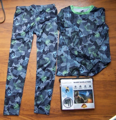 Juego de 2 capas base Cuddle Duds Boys Jurassic Park cálido invierno talla mediana 8-10 Foto 1 de 2