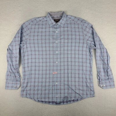 Camisa Johnston Murphy Para Hombres XL Azul Púrpura Cuadros Algodón Vestido Abotonado Foto 1 de 4