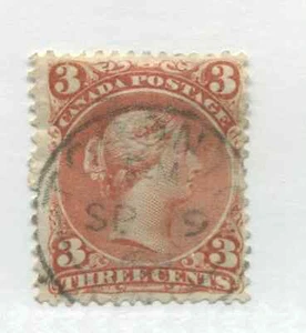Canada 1868 3 cent Large Queen lightly used with a Toronto Sept 19th 1869 CDS - Picture 1 of 1