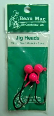 BEAU-MACS Beau-Mac Salmon Trout Steelhead 1/4oz Jig Hot Pink Fishing Lure 1/0 Hook NEW