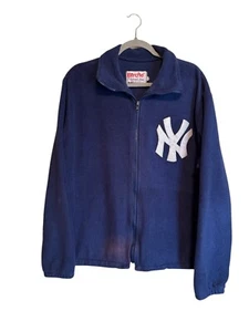 Vintage NY Yankees Birdie by Richard A Leslie blaue Fleecejacke mit durchgehendem Reißverschluss FLECKIG - Bild 1 von 10